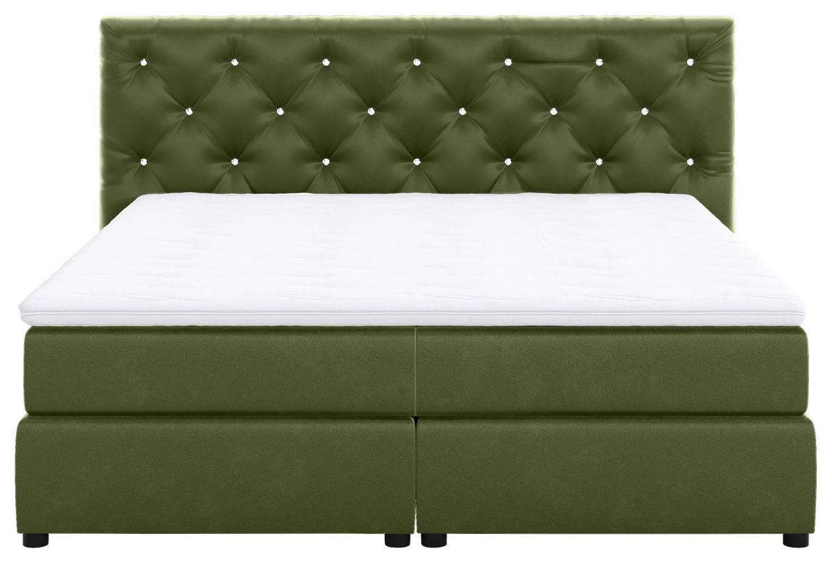 Boxspringbett 160x200 Castle - Schwarz/Grün, Holzwerkstoff/Textil (160/200cm) - MID.YOU