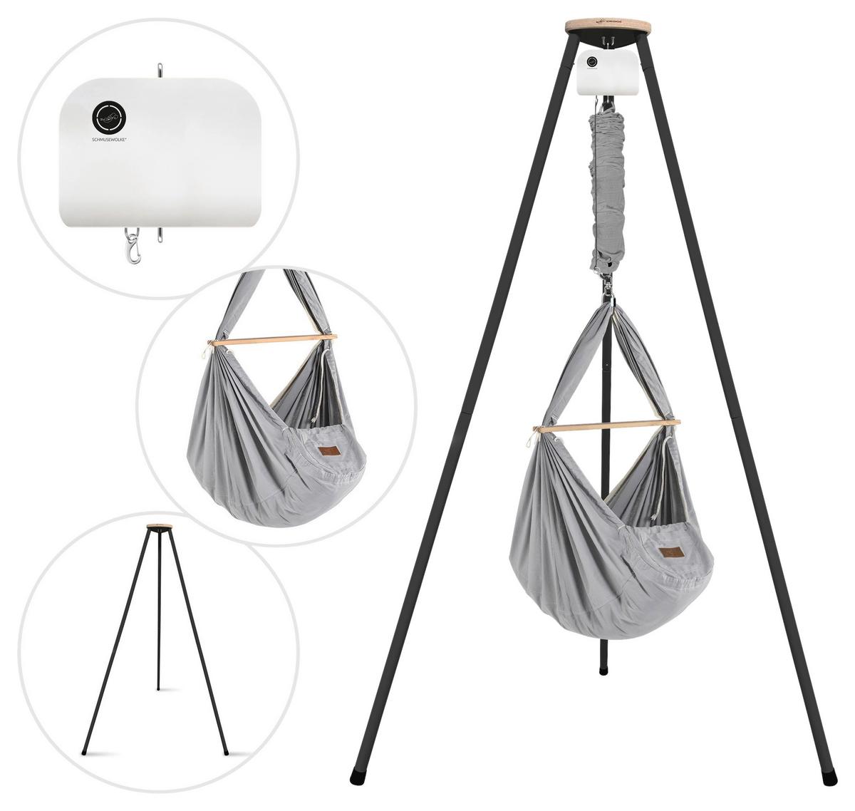 Federwiege Anthrazit/Grau - Anthrazit/Grau, Basics, Kunststoff/Textil (135/194/135cm) - SCHMUSEWOLKE