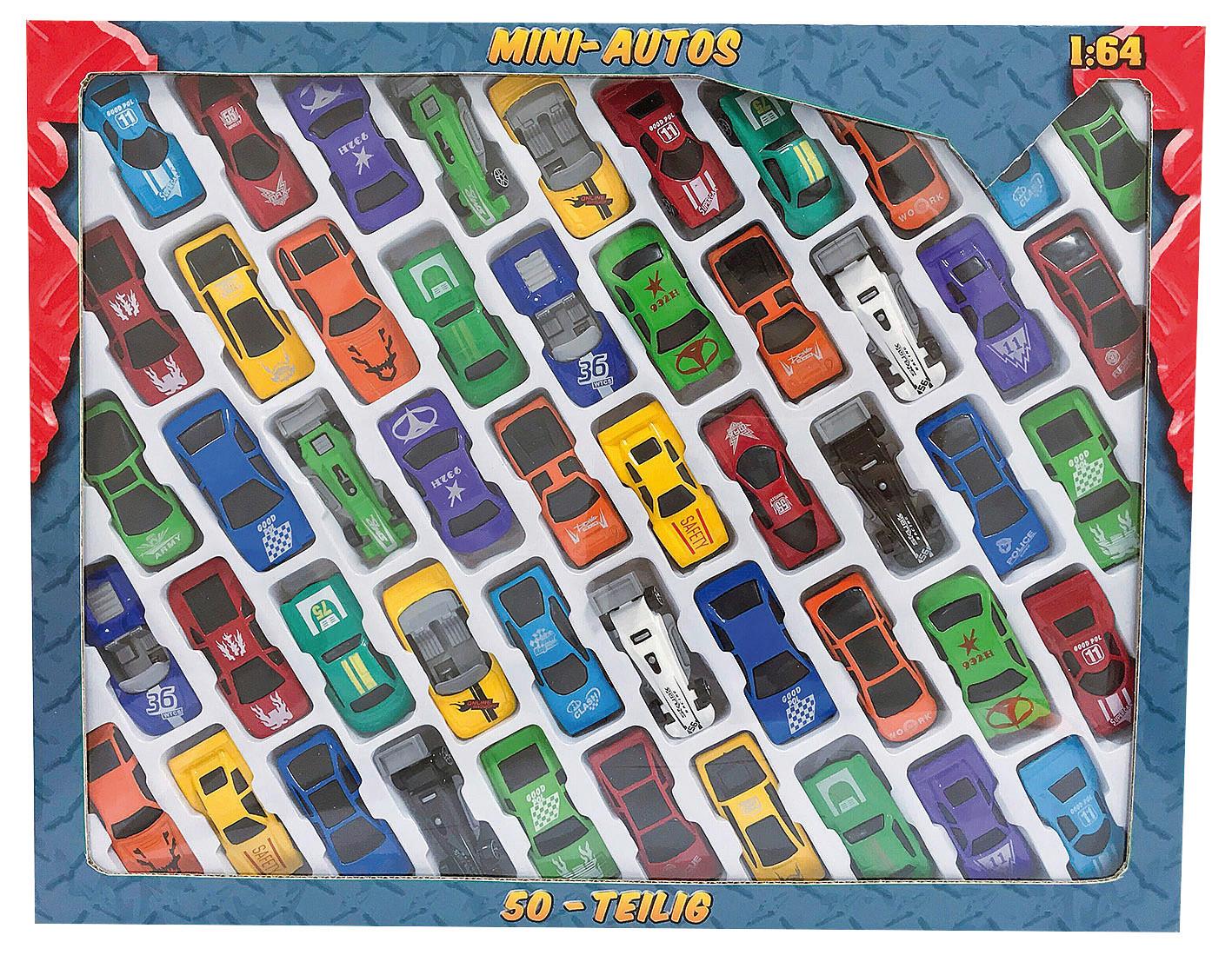 Spielzeugautos Turbo Racer Versch. Modelle, 50er Packung - Blau/Gelb, Basics, Kunststoff (7/3/2cm)