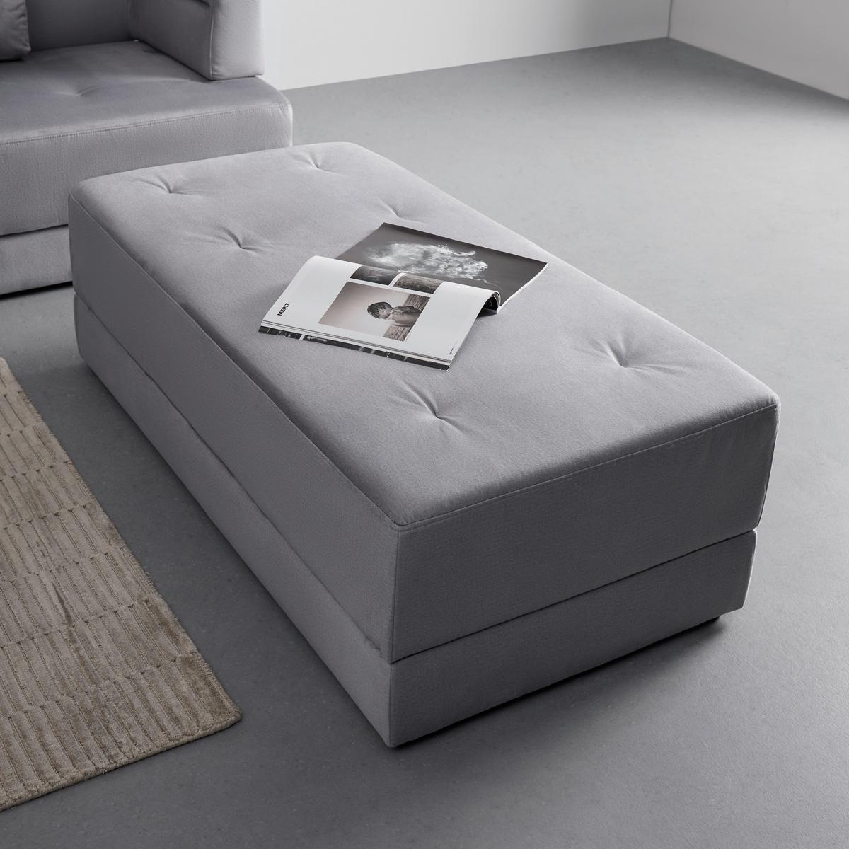 Pohovka s taburetem ELIZA světle šedá - černá/světle šedá, Moderní, dřevo/textil (260/75/210cm) - Bessagi Home