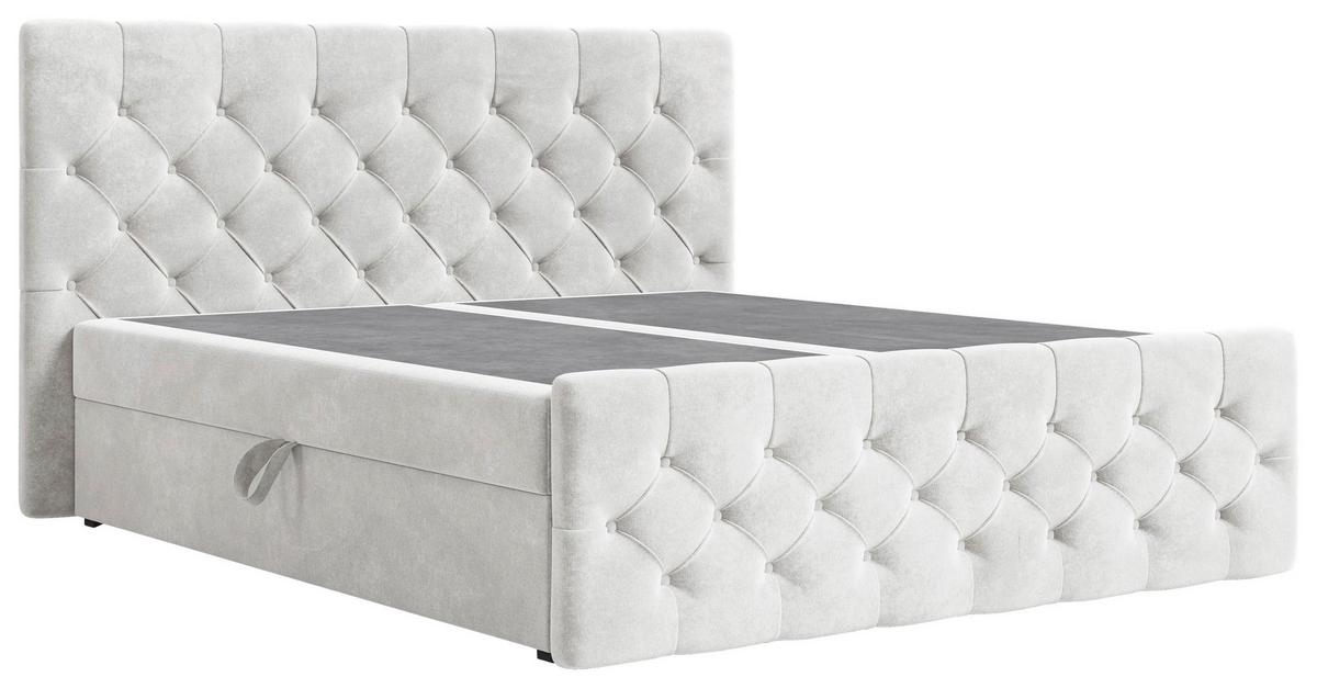BOXBETT Karo Perlmutt 160x200cm - Perlmutt/Schwarz, MODERN, Holz (160/200cm) - MID.YOU
