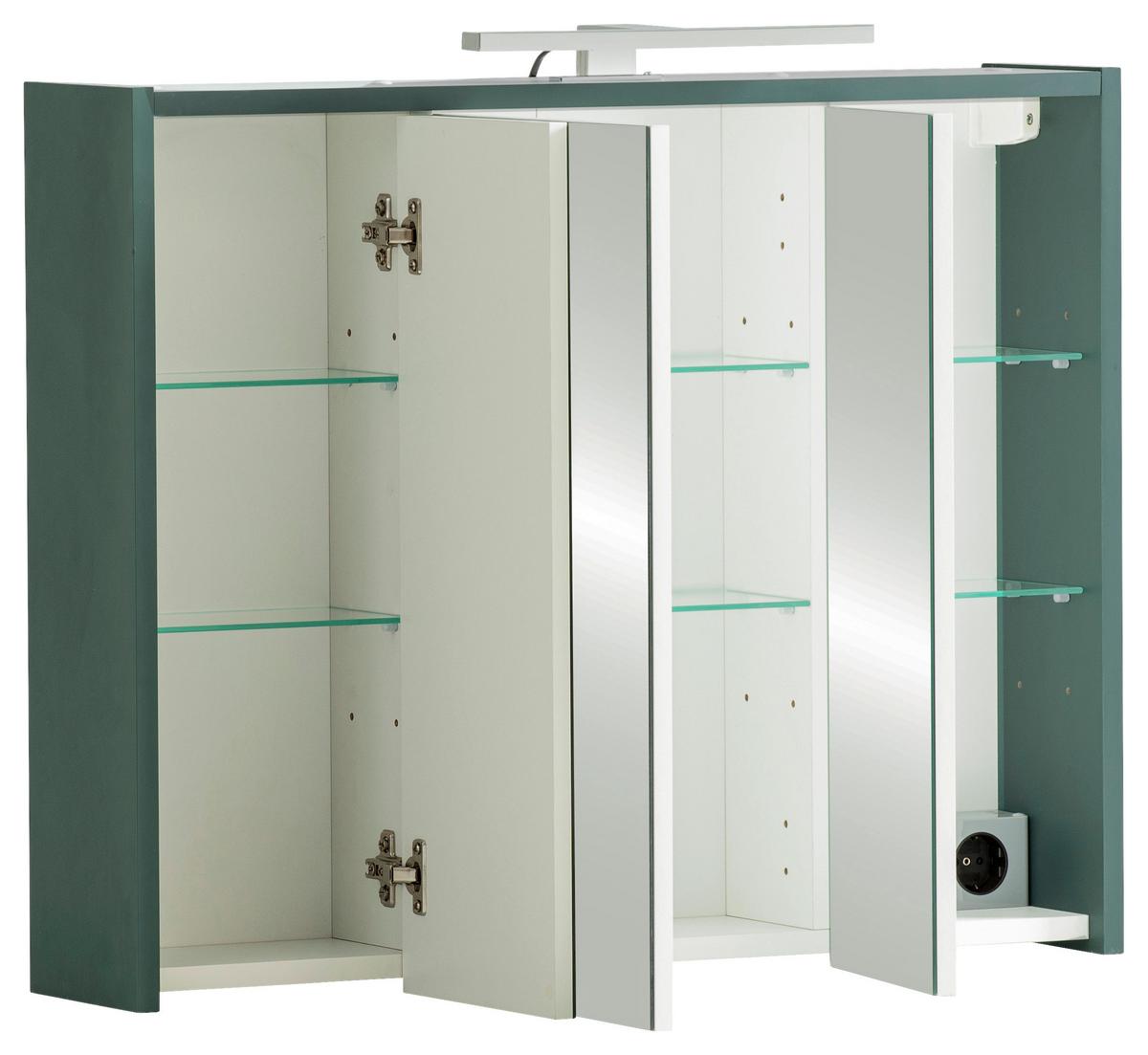 Spiegelschrank Lovis Sps 650 - Dunkelgrün/Weiß, MODERN, Glas/Holzwerkstoff (65,0/62,7/16,0cm) - MID.YOU