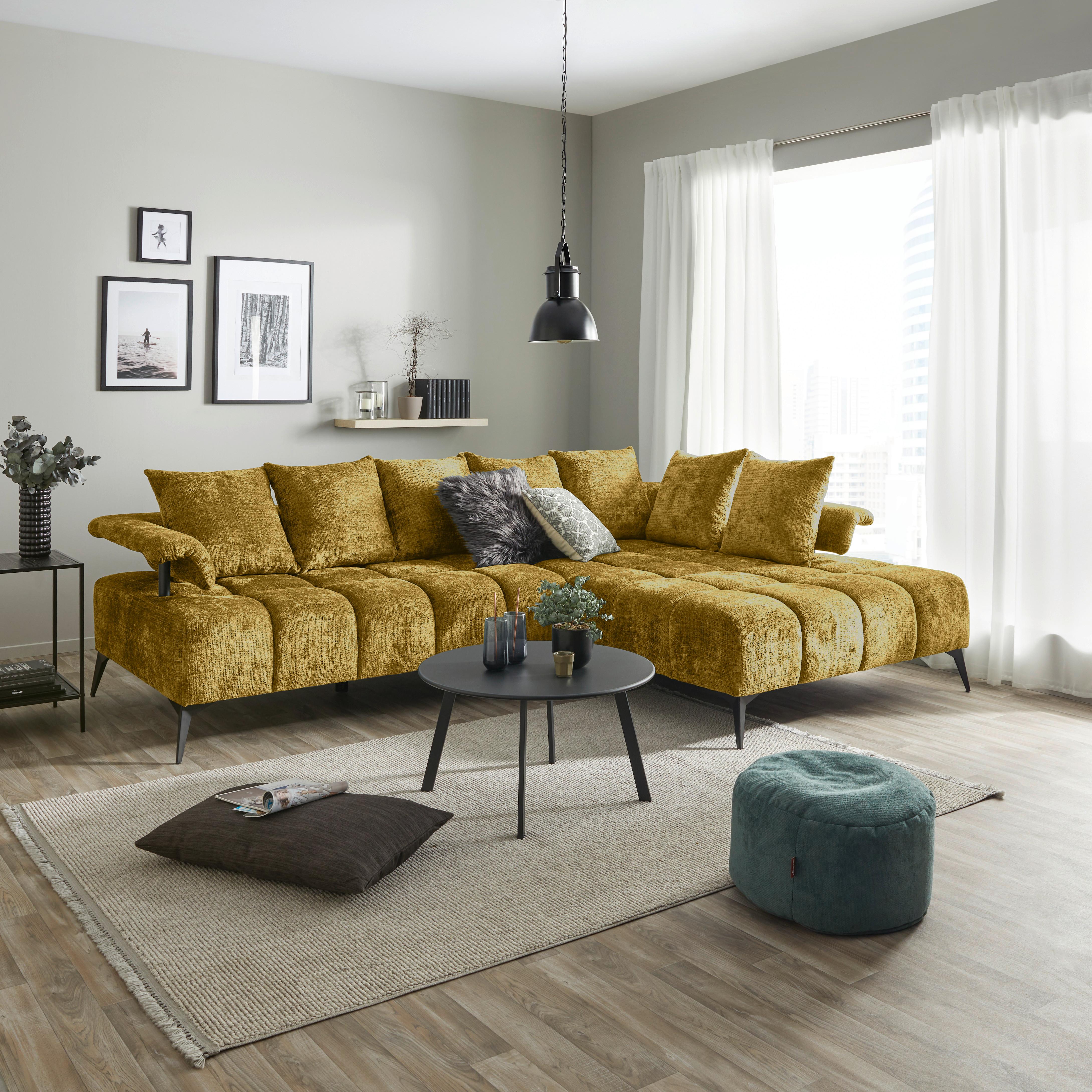 Ecksofa Vanessa New - Goldfarben/Schwarz, MODERN, Textil (297/200cm)
