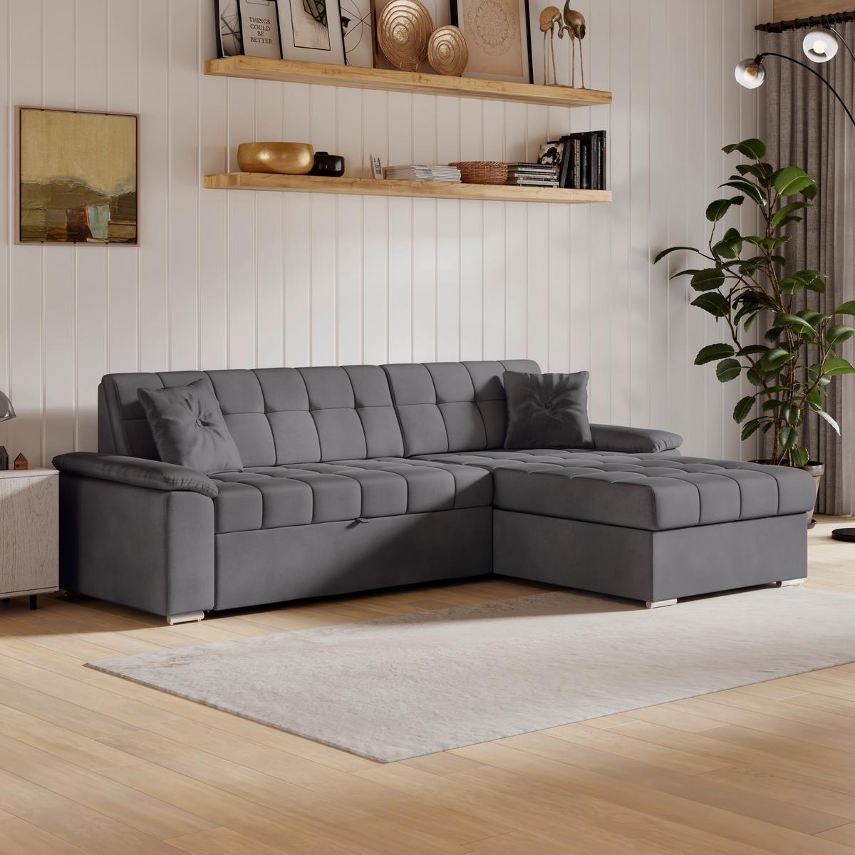 Ecksofa Bali grau, 257x167 cm - Grau, Trend, Textil (257/167cm) - Livetastic