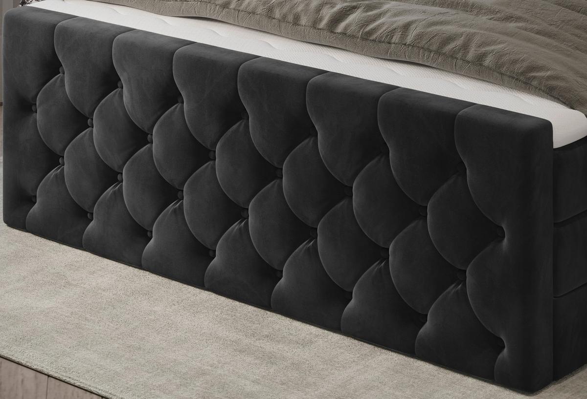 Boxspringbett Swing 20 Schwarz 140x200 Cm H2 - Beige/Schwarz, ROMANTIK / LANDHAUS, Textil (140/200cm) - James Wood