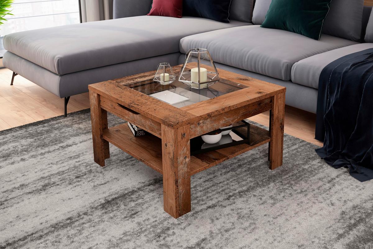 Couchtisch Ralph Alteiche B: 67 cm - Alteiche, Design, Glas/Holzwerkstoff (67/43/67cm) - MID.YOU