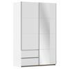 Schwebetürenschrank Stoke Weiß Alufarben inkl.spiegel B:131cm - Weiß, MODERN, Holzwerkstoff (131/210/59cm) - Rauch Möbel