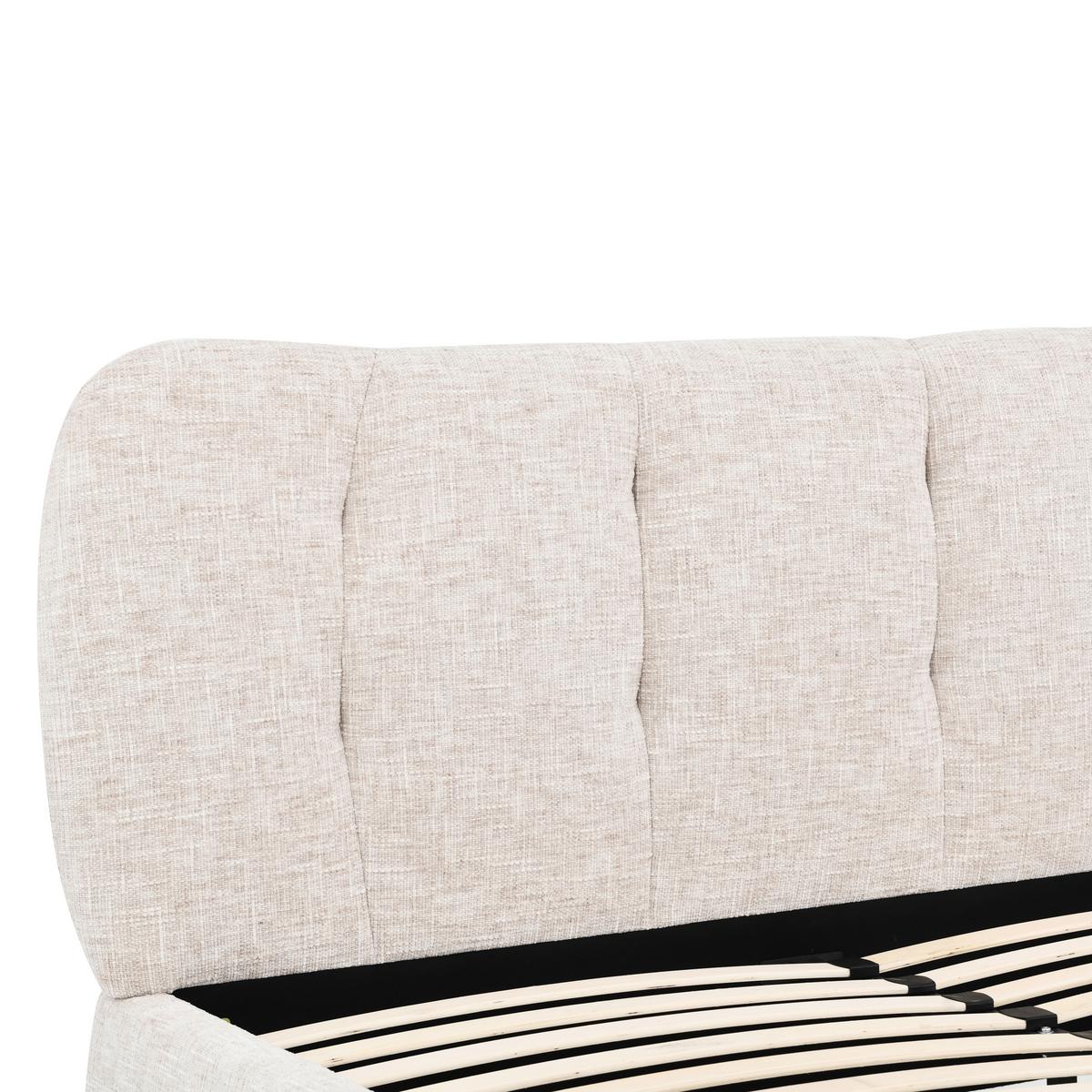 Čalouněná postel GLARIS 160x200 cm, krémová - černá/barvy dubu, Moderní, kov/dřevo (160/200cm) - Bessagi Home