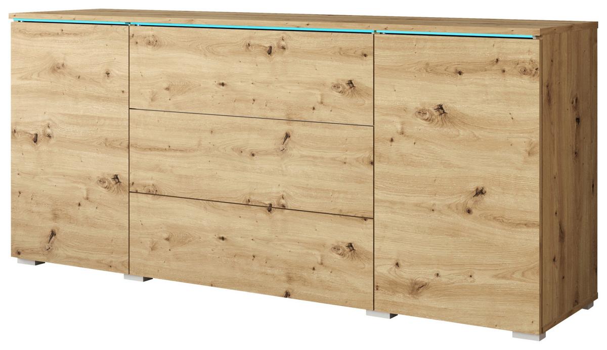 Sideboard Vera 150 Eiche Artisan - Eiche Artisan/Grau, Basics, Holzwerkstoff (150/67,9/39,5cm) - P & B