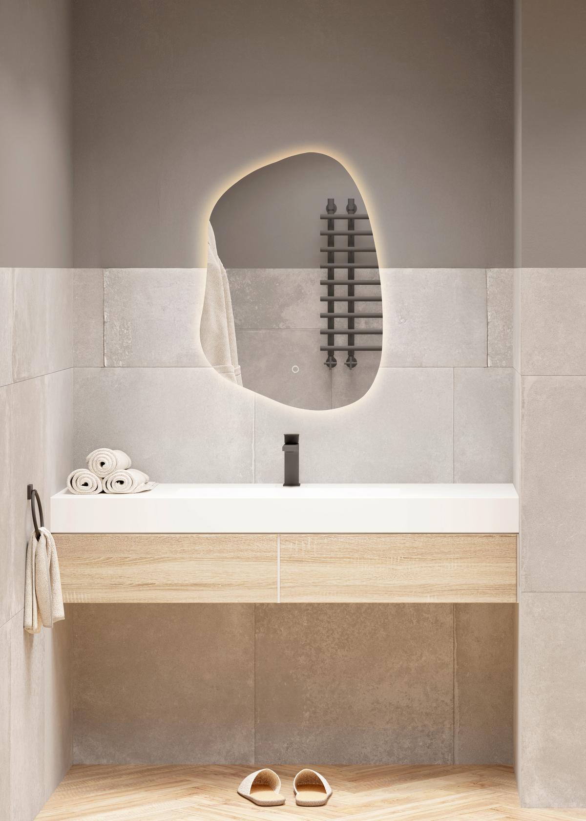 ZRKADLO S OSVETLENÍM RAVINA - Modern, sklo (50/70cm) - Mömax