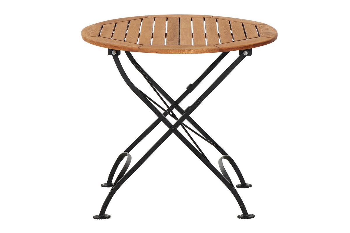Gartentisch Klappbar Robinienholz/Metall ⌀ 85 cm - Robinienfarben/Schwarz, KONVENTIONELL, Holz/Metall (85/85/78cm) - Siena Garden