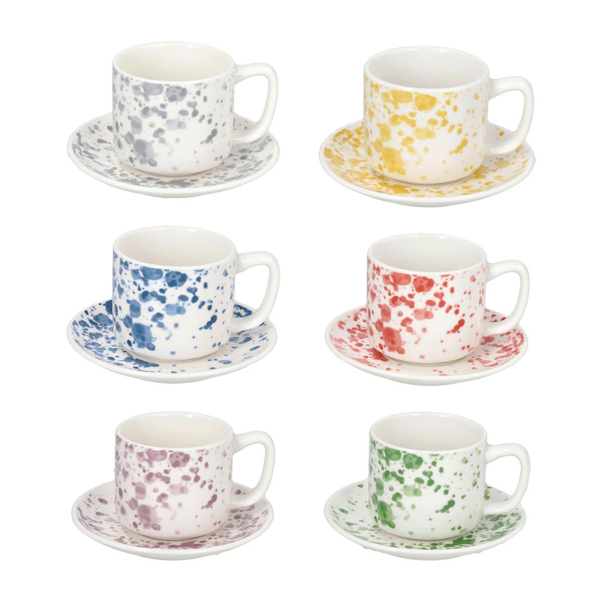 Kaffeetassenset Apulia 12-Tlg. Keramik Multicolor - Blau/Gelb, Basics, Keramik - Tognana