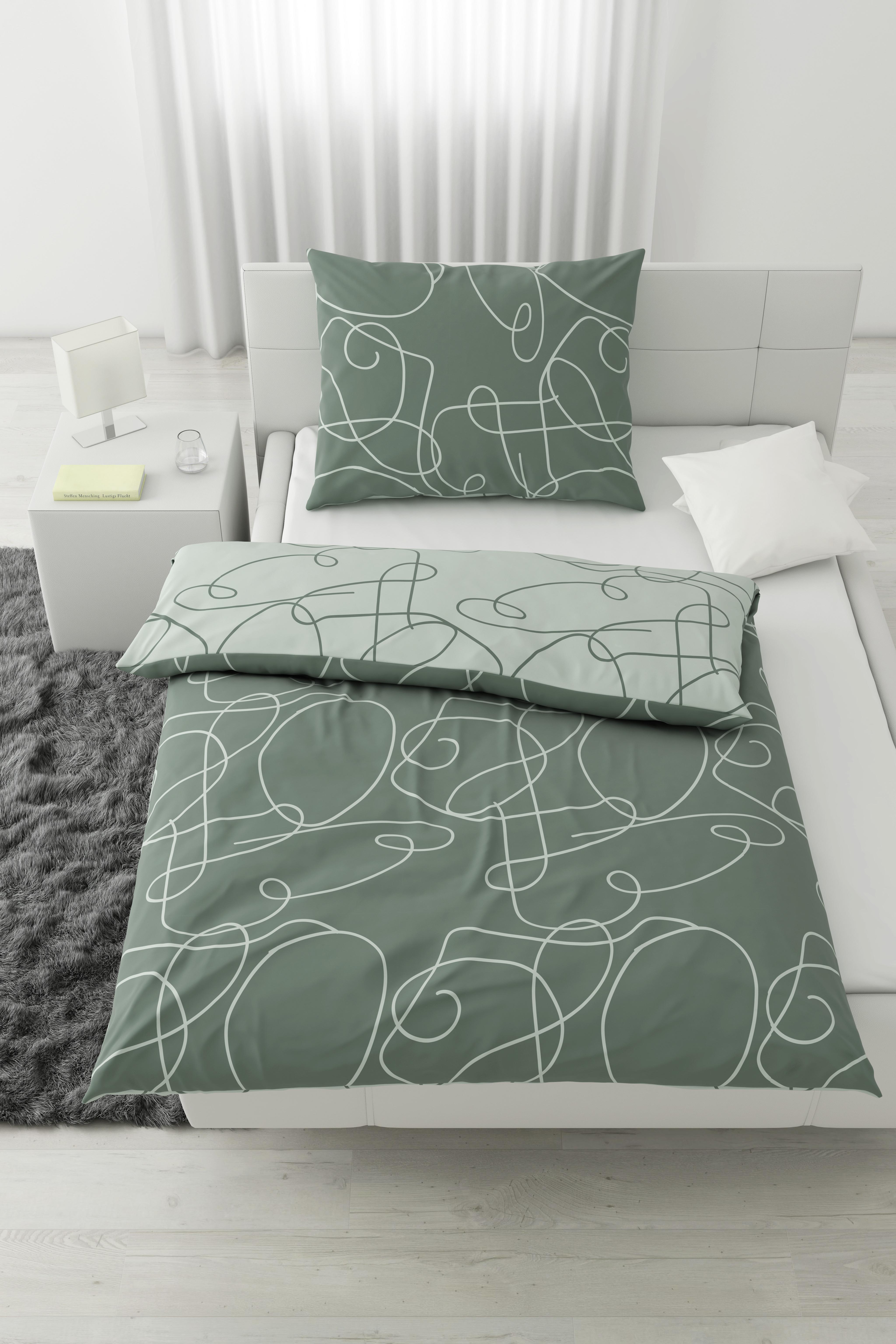 Povlečení Pure Wende, 140/200cm - zelená/přírodní barvy, Konvenční, textil (140/200cm) - Modern Living