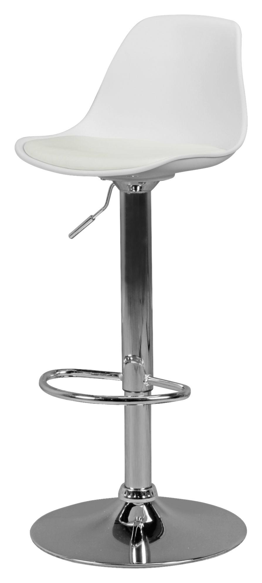 Barhocker Höhenverstellbar Korsika Lederlook Weiß/Chrom