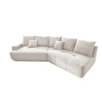 Big Sofa Fertilia Mit Kissen B: 323 Cm Weiß Bouclé - Schwarz/Weiß, MODERN, Textil (323/91/155cm) - Livetastic