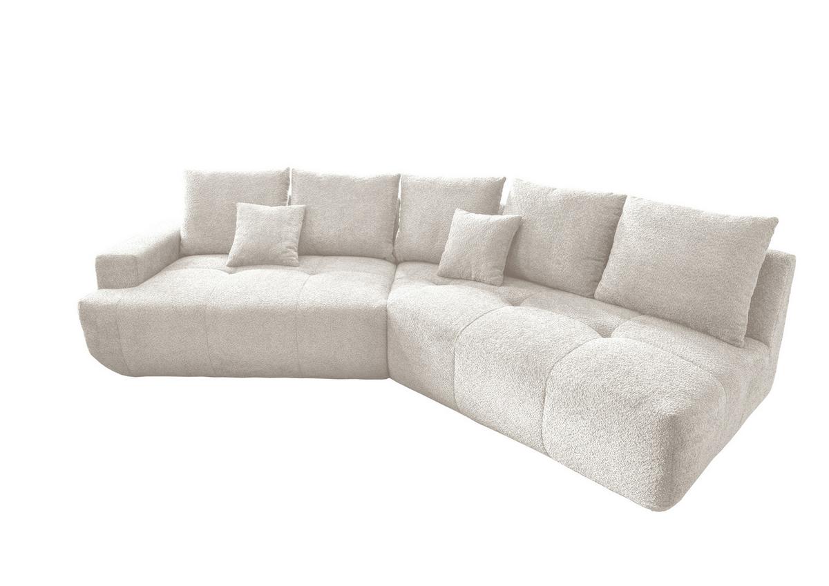 Big Sofa Fertilia Mit Kissen B: 323 Cm Weiß Bouclé - Schwarz/Weiß, MODERN, Textil (323/91/155cm) - Livetastic