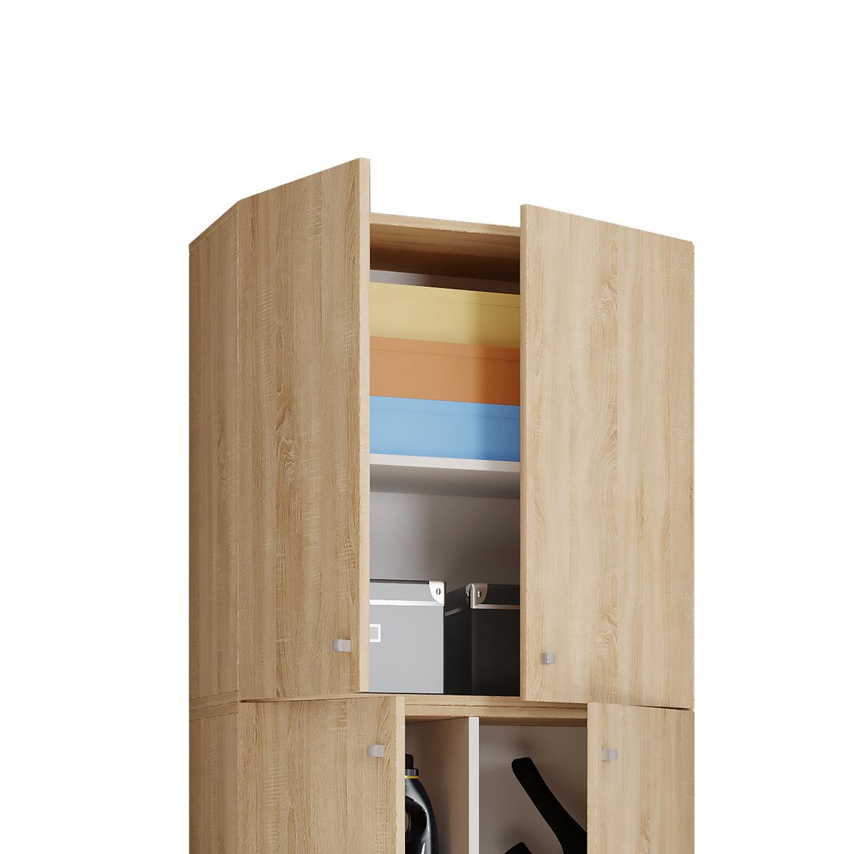 Mehrzweckschrank Lona Xxl Eiche Dekor Bxh: 70x200 Cm - Schwarz/Sonoma Eiche, MODERN, Holzwerkstoff (70/200/39cm) - MID.YOU