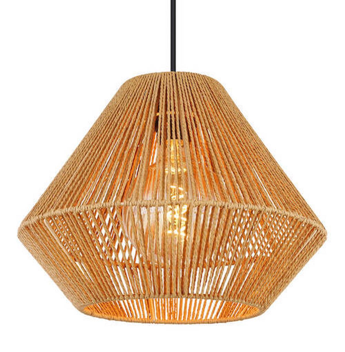 Hängeleuchte 15694h Houdini - Schwarz/Naturfarben, Natur, Naturmaterialien/Kunststoff (35/120cm) - Globo