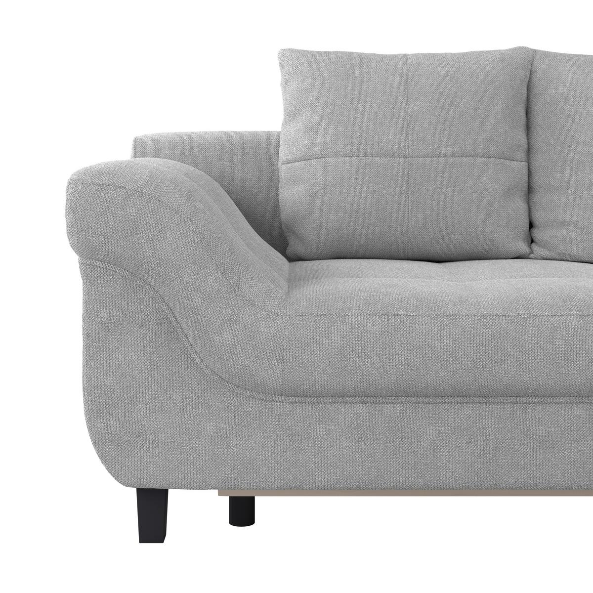 Ecksofa Mendoza - Silberfarben/Schwarz, Design, Textil (309/197cm) - Ondega
