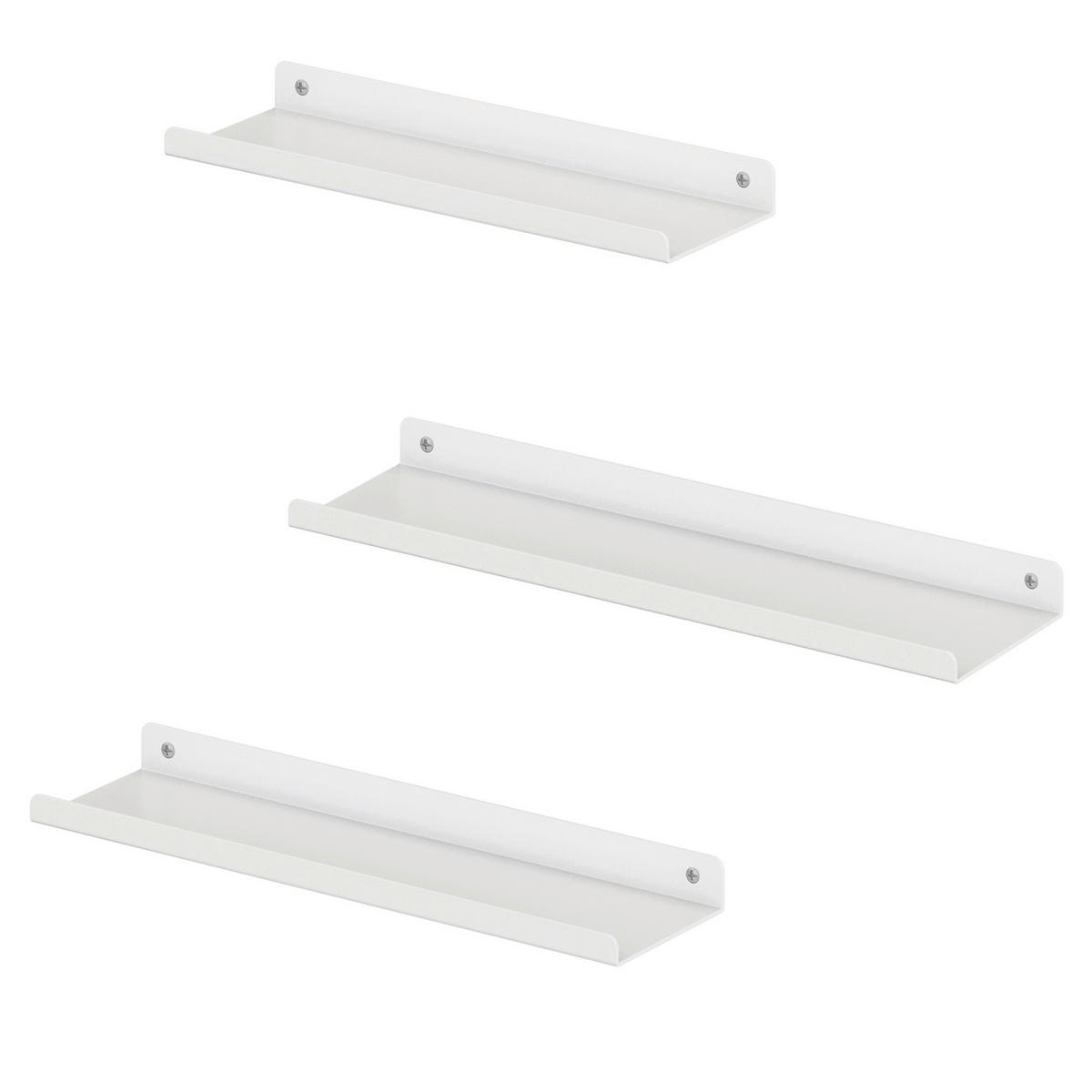 Wandregalset Weiß B: 40 cm - Weiß, Basics, Metall (40/2,5/9,5cm)