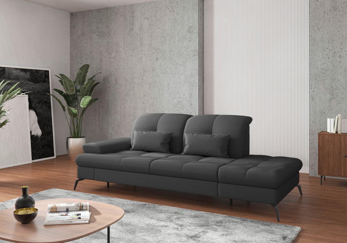 Récamiere Amica E, Dunkelgrau B: 231 Cm - Dunkelgrau/Schwarz, KONVENTIONELL, Textil (231/90/122cm) - Sit & More