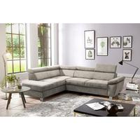Ecksofa Lugano Mikrofaser Hellbraun 208x248 - Chromfarben/Hellbraun, Design, Textil (208/248cm) - Livetastic