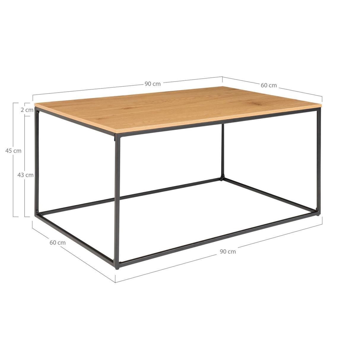 Vita Coffee Table Vita Eichefarben L: 90cm - Eichefarben/Schwarz, Design, Holzwerkstoff/Metall (90/60/45cm) - MID.YOU