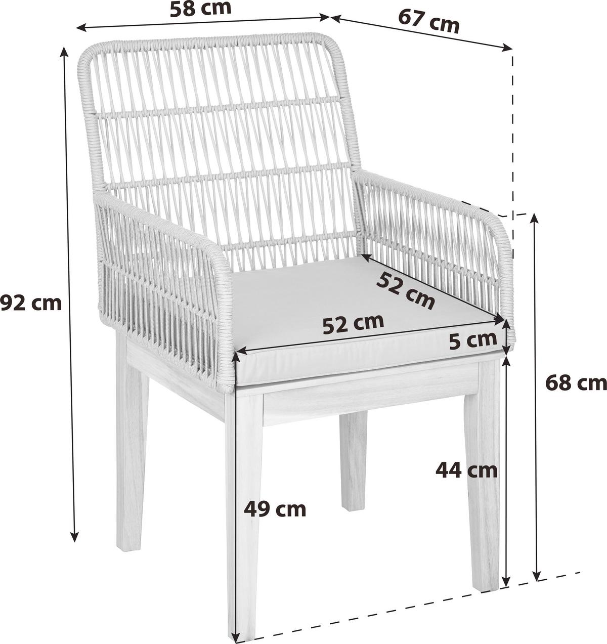 Gartenstuhl Bergen Aus Holz/kunststoff/textil - Hellbraun/Hellgrau, MODERN, Holz/Kunststoff (58/92/67cm) - Beldano
