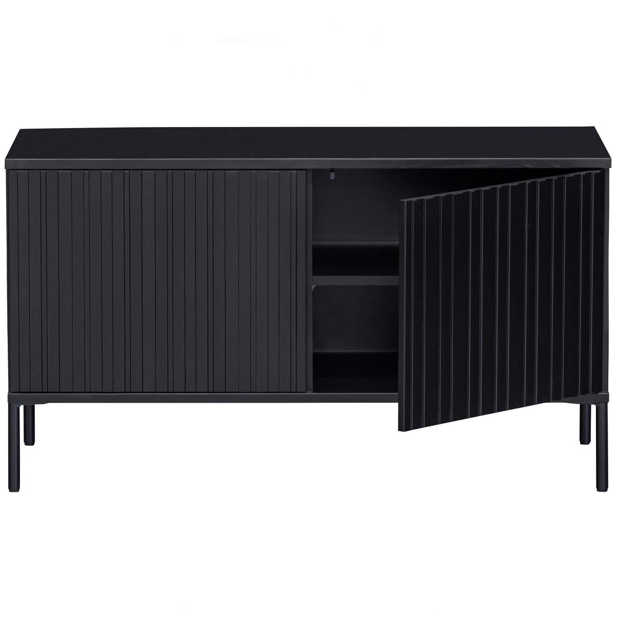 LOWBOARD Gravure Schwarz B: 100cm - Schwarz, Design, Holz (100/56/44cm) - Livetastic