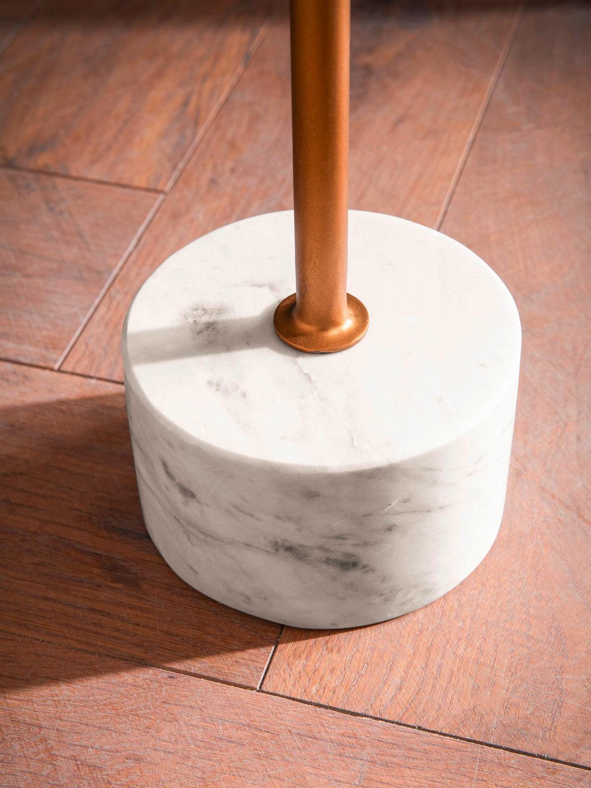 Beistelltisch Weiß, Goldfarben L: 30 cm - Goldfarben/Weiß, Design, Stein (30/30/55,5cm) - Livetastic