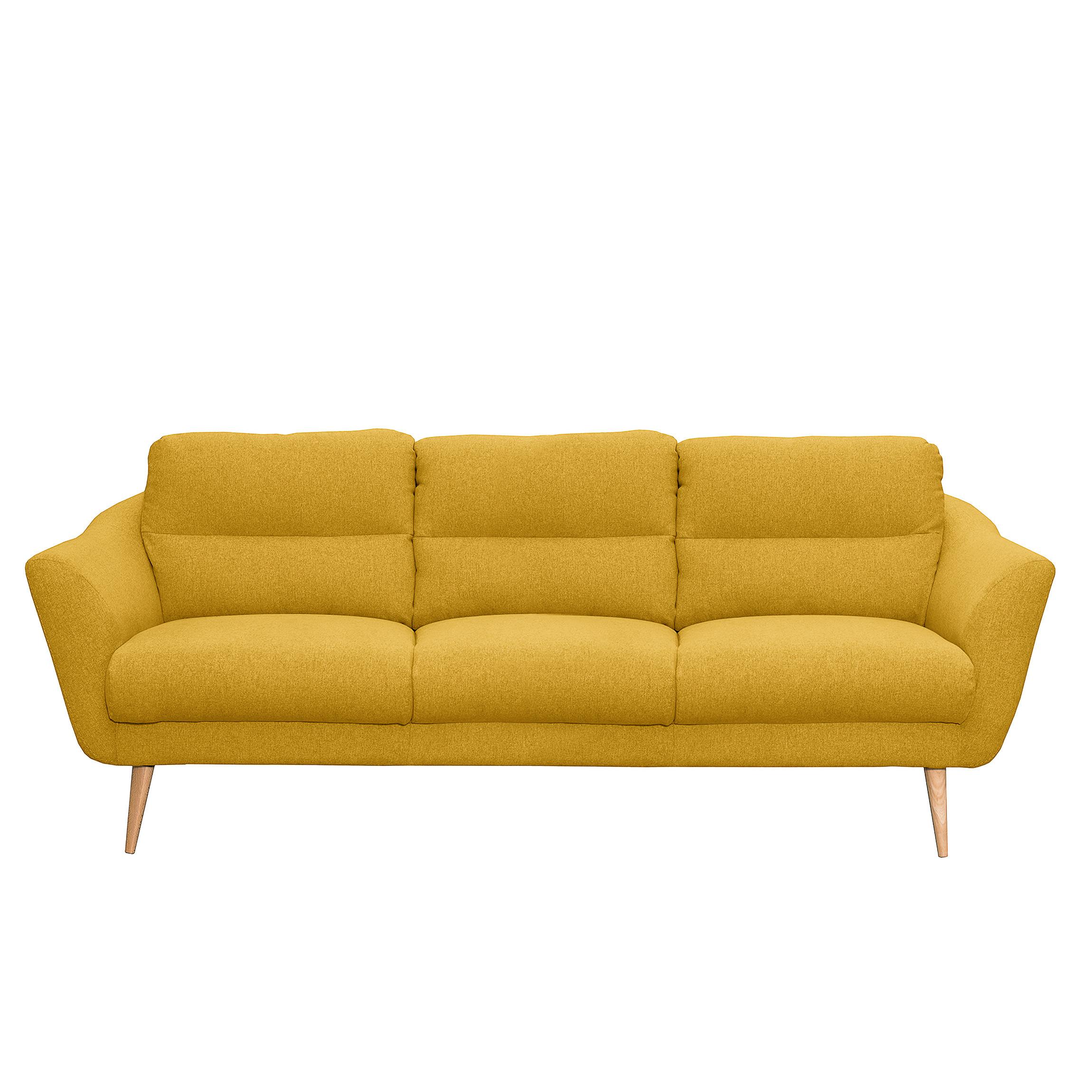 3-Sitzer-Sofa Tromso Gelb B: 209 cm - Gelb/Buchefarben, Design, Textil (209/87/88cm) - Livetastic