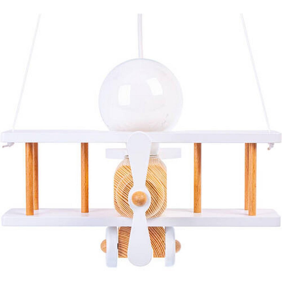 Kindehängeleuchte Flugzeug H: 75 cm 1-Flammig - Weiß/Naturfarben, Basics, Holz (29/31/75cm)