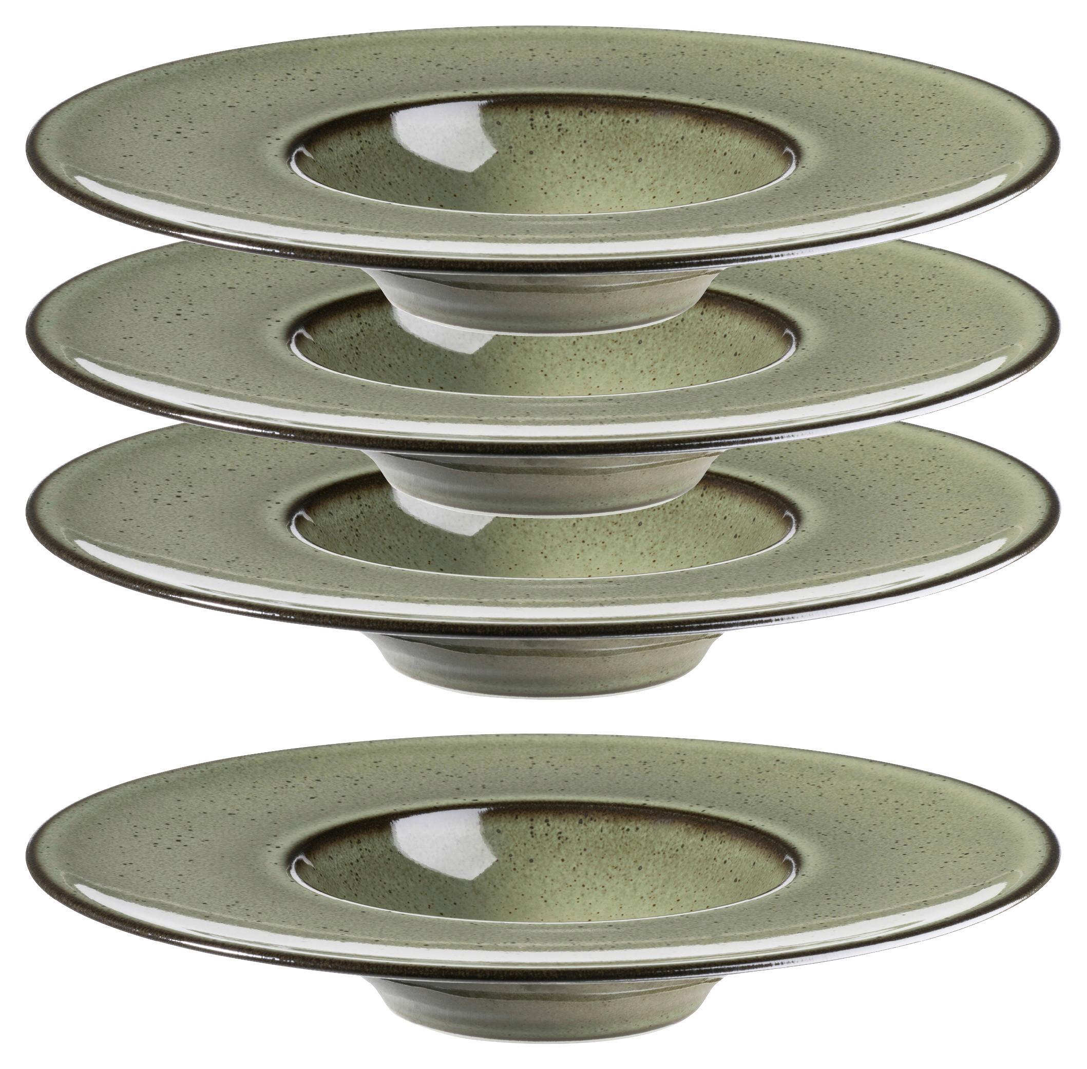 TELLERSET Ambitious Grün, 4-teilig - Grün, Trend, Keramik (25cm) - Mäser