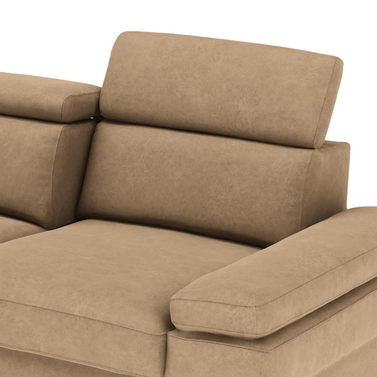 Ecksofa Elvis Sandfarben S: 182x259 Cm - Sandfarben/Silberfarben, KONVENTIONELL, Textil (182/259cm) - Trendmanufaktur