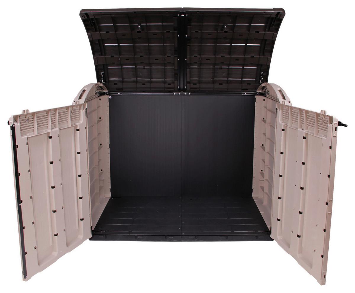 Mülltonnenbox für 2 Tonnen BxHxT 177x134x113 cm - Beige/Grau, Basics, Kunststoff (177/134/113cm)