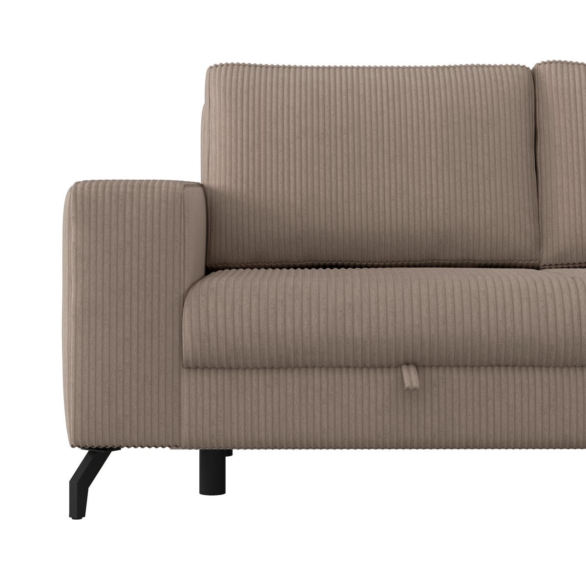 Ecksofa mit Bettkasten Cloud Cappuccino Cord 290x178 cm - Cappuccino, Trend, Textil (290/178cm)