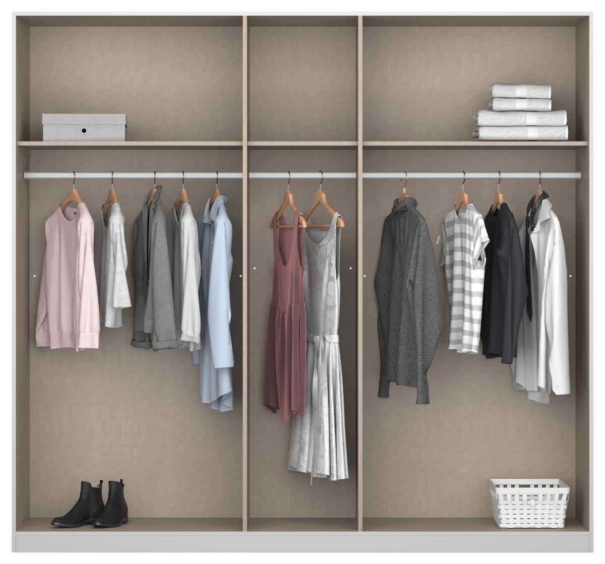 Drehtürenschrank Artemis 225 cm Weiß/Eiche Dekor - Weiß/Eiche Artisan, MODERN, Glas/Holzwerkstoff (225/210/54cm) - Rauch Möbel