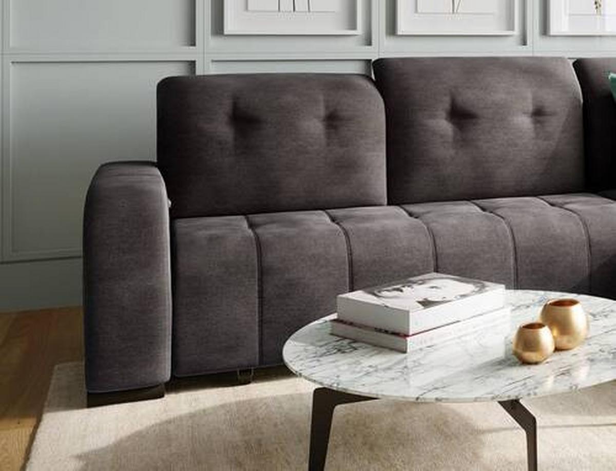 Ecksofa Vicari - Anthrazit/Schwarz, MODERN, Textil (185/292cm) - Livetastic