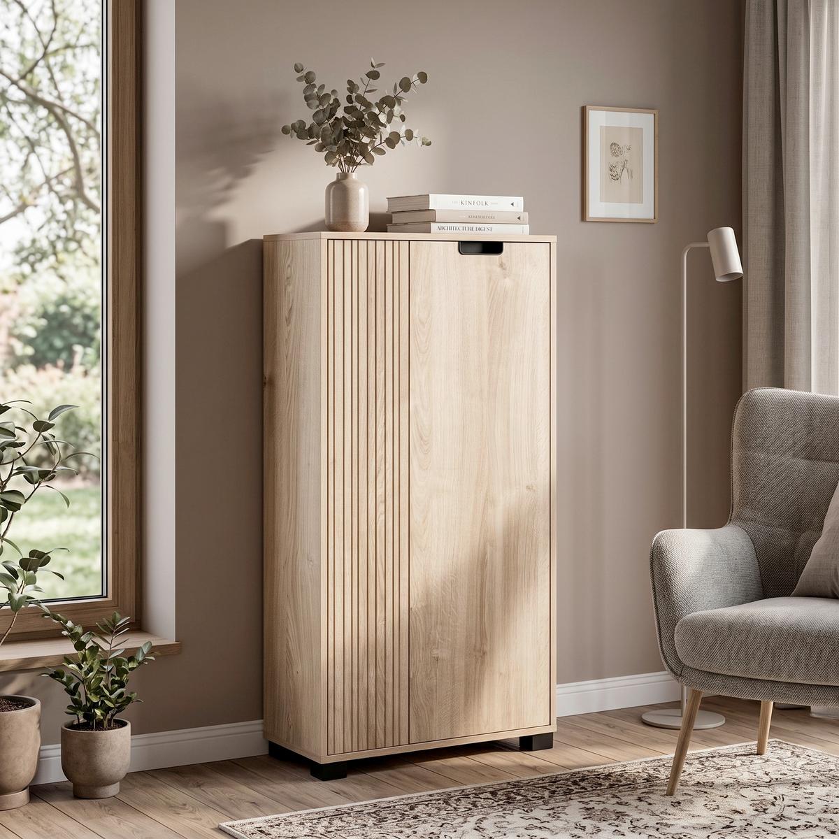 HIGHBOARD Emmik, Eiche Artisan B: 59,8 - Schwarz/Eiche Artisan, Design, Holzwerkstoff (59,8/124/19,6cm) - MID.YOU