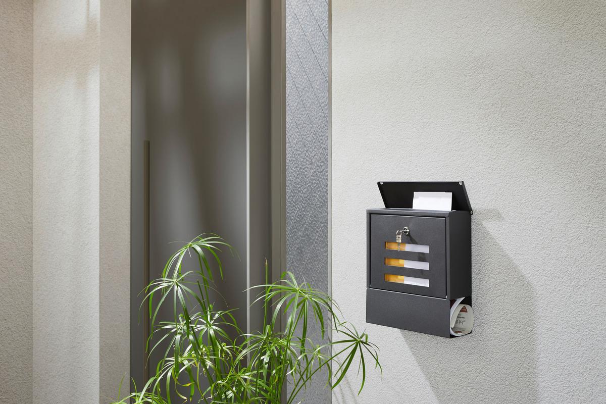 Briefkasten Anthrazit Rohan Mit Sichtfenster - Anthrazit, Design, Metall (30/33/9,5cm) - Homezone