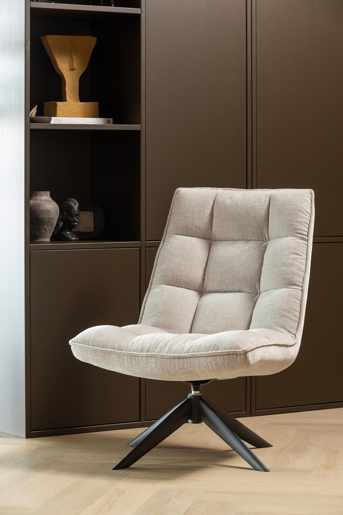 SESSEL Jouke Naturfarben B: 70cm - Schwarz/Naturfarben, MODERN, Textil/Metall (70/97/85cm) - Livetastic