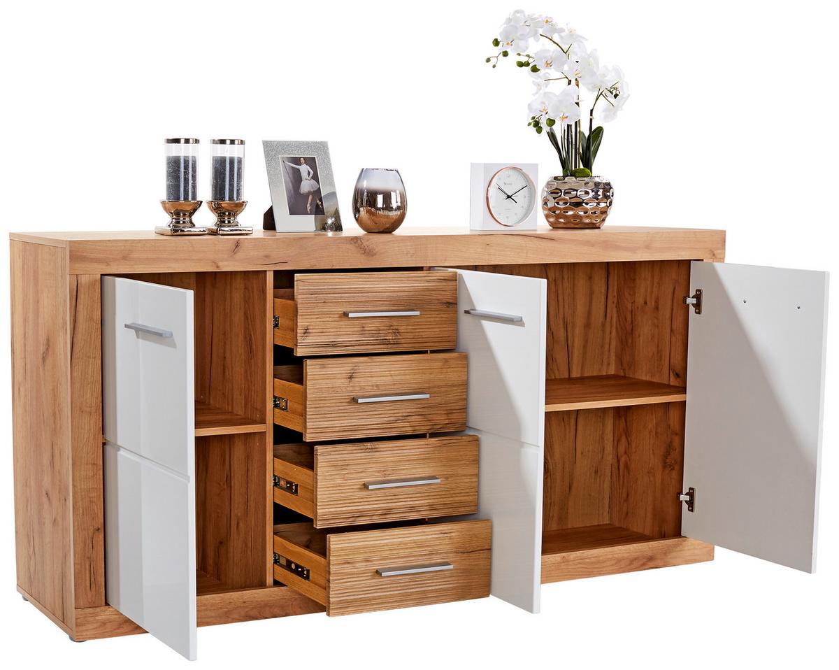 Kommode B 178,6cm Malta, Kraft Eiche Dekor/Weiß - Eichefarben/Weiß, MODERN, Holzwerkstoff (178,6/86/39,9cm)