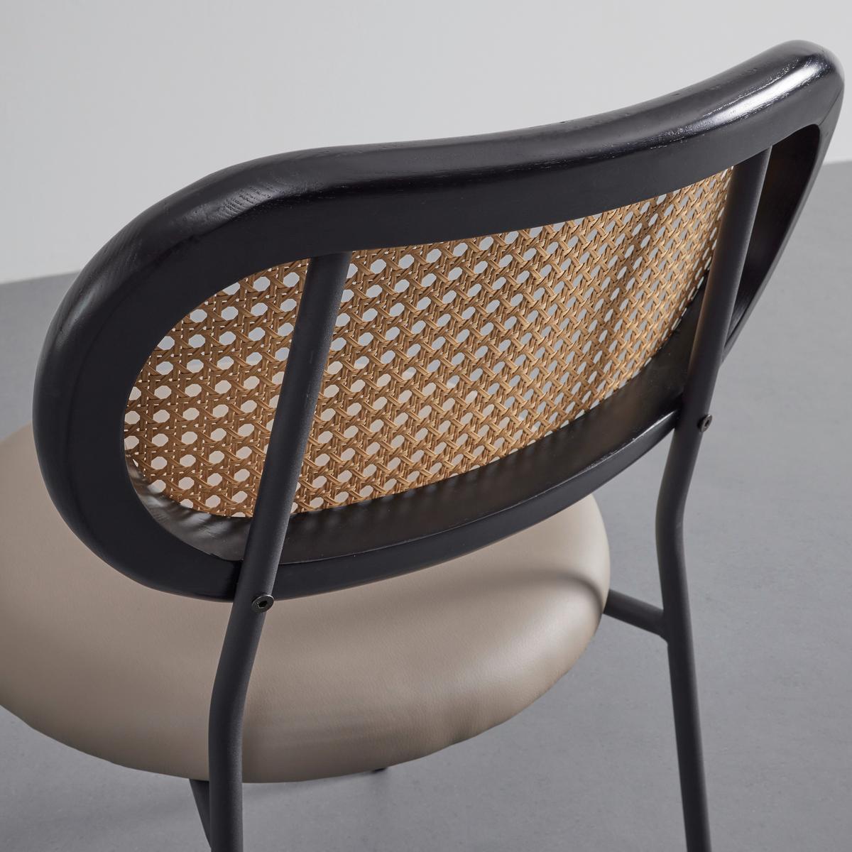 Židle Casa šedohnědá dřevo/ratan/kov - černá/šedohnědá, Moderní, kov/dřevo (42/77/51cm) - Bessagi Home