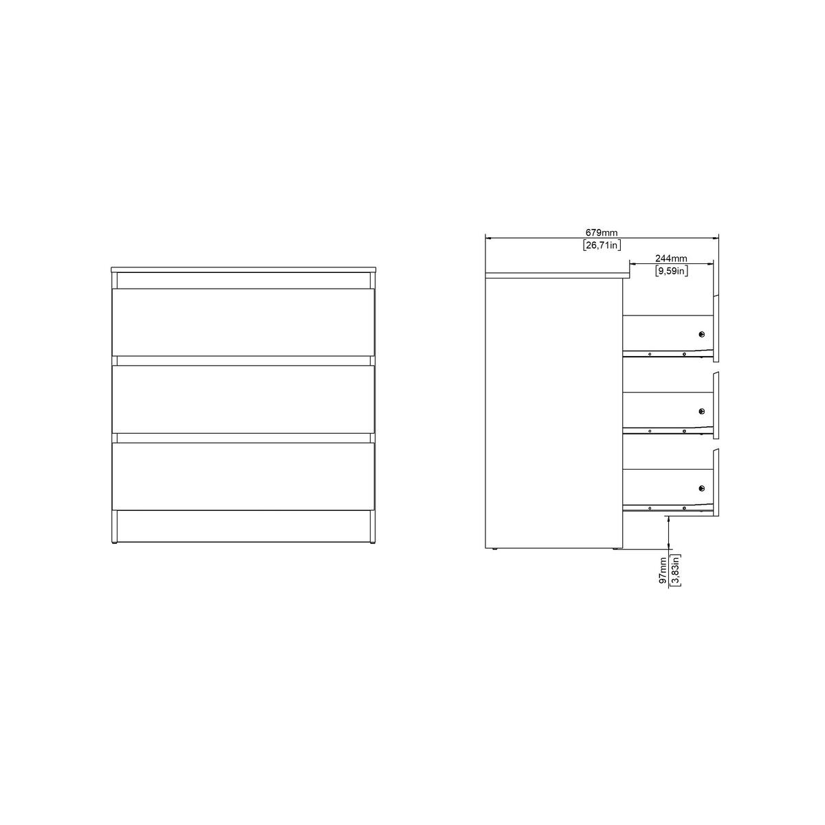 Komoda MARA 3 biela - biela, Konventionell, drevo (77/80/42cm) - Mömax