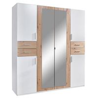 Drehtürenschrank Mit Laden 180 Cm Vegas, Weiß/eiche Dekor - Eiche Artisan/Weiß, Basics, Holzwerkstoff (180/208/58cm) - MID.YOU