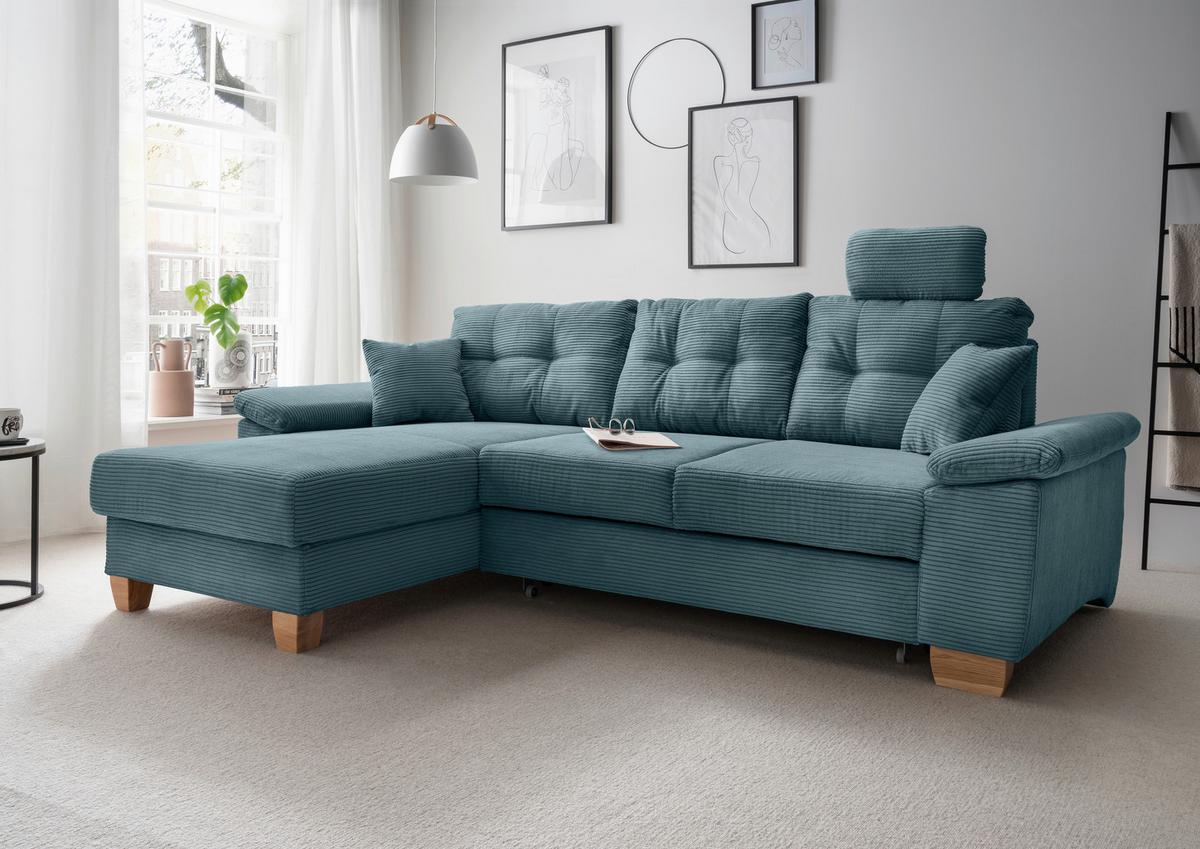 Ecksofa Brizzini Petrol S: 176x270 Cm - Petrol/Naturfarben, MODERN, Textil (176/270cm) - Livetastic