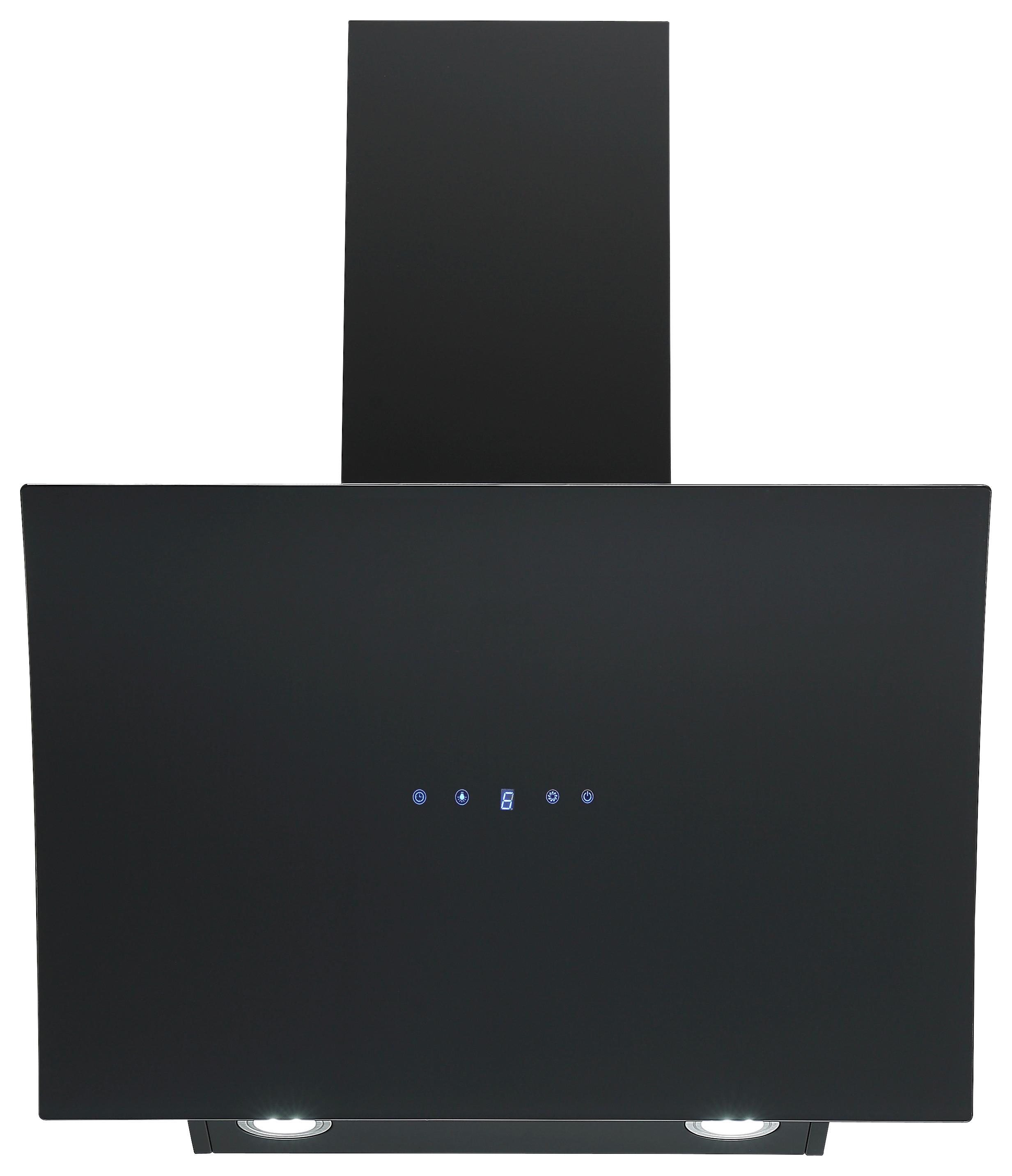 Kopffreihaube Konkave Glas/Stahl Schwarz B: 60 cm - Schwarz, Trend, Glas/Metall (60/80,5-118,5/40,2cm) - Respekta