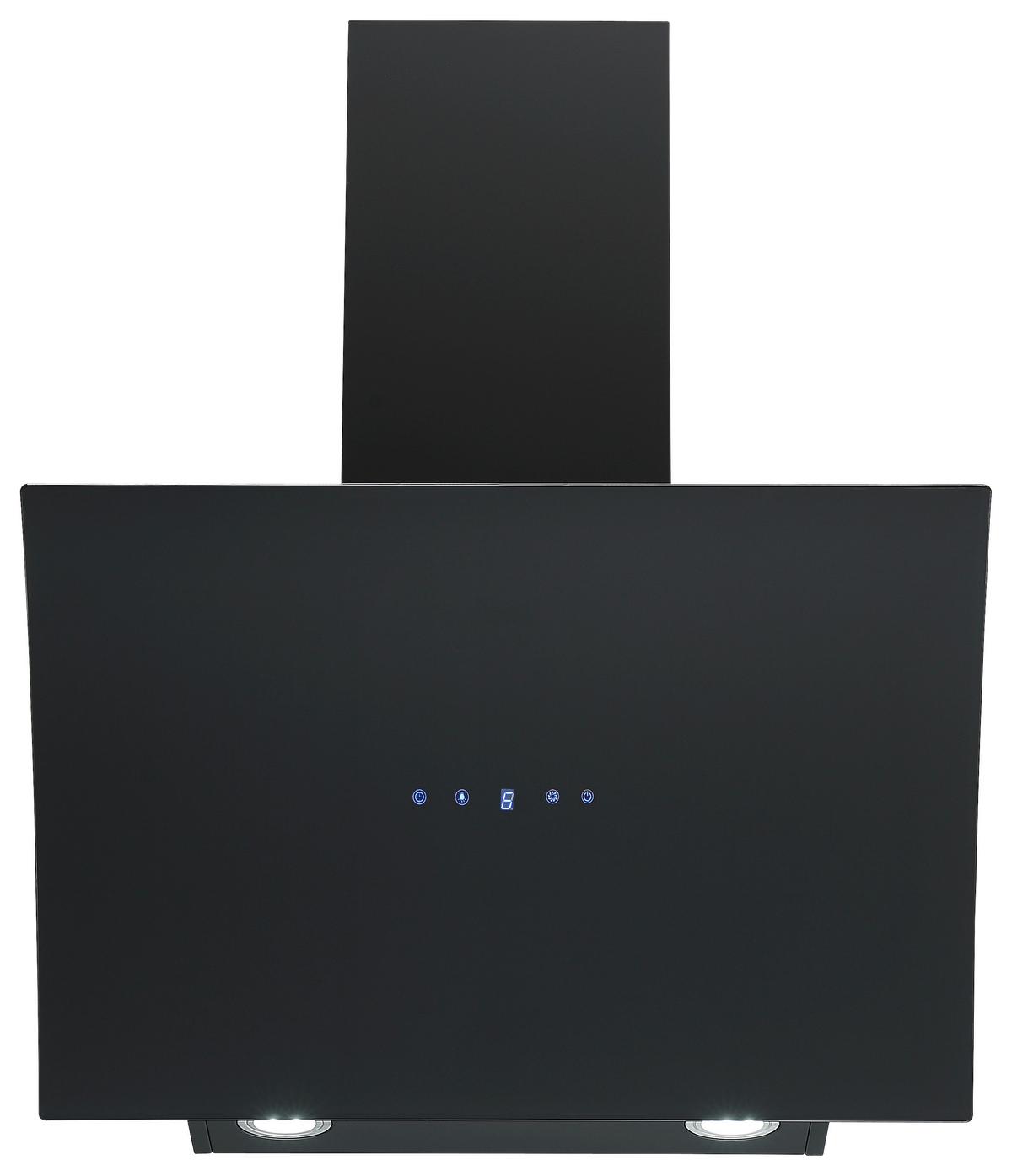 Kopffreihaube Konkave Glas/Stahl Schwarz B: 60 cm - Schwarz, Trend, Glas/Metall (60/80,5-118,5/40,2cm) - Respekta