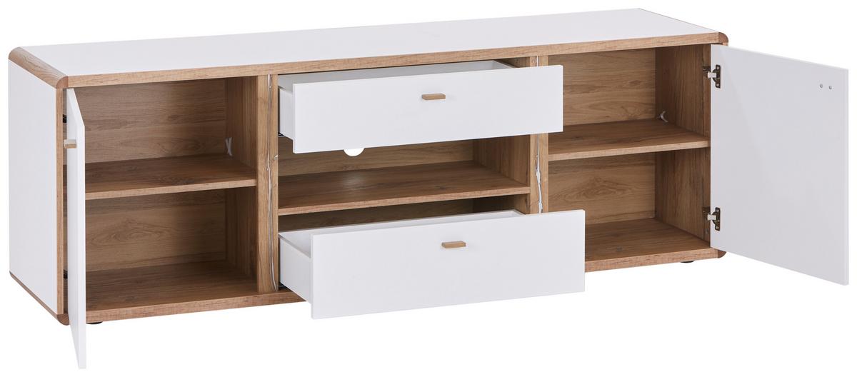 Phonotisch Ronda B: 178 cm Weiß/Eiche Dekor - Eichefarben/Weiß, MODERN, Holzwerkstoff (178/61/46,4cm)