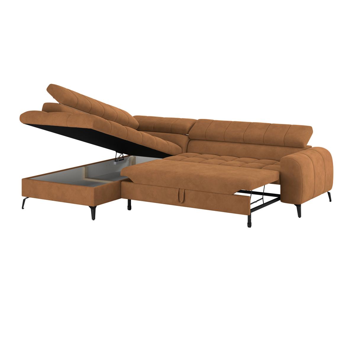 Ecksofa Volf Links New Braun, S: 203x261 Cm - Schwarz/Braun, Trend, Kunststoff/Textil (203/261cm)